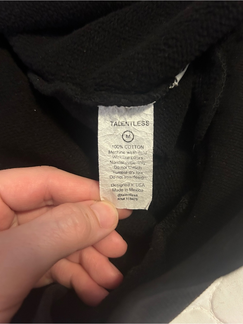 TALENTLESS Black Hoodie with White Logo & Red Heart - Picture 5 of 5